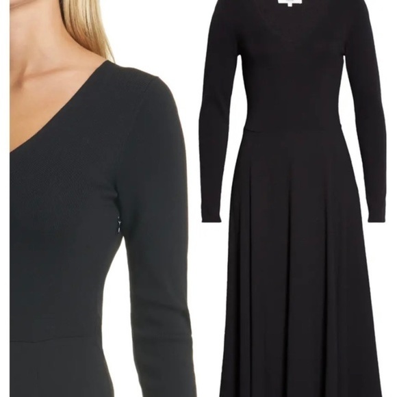 VINCE V-Neck Long Sleeve Dress in Black Size XXS - Picture 3 of 12
